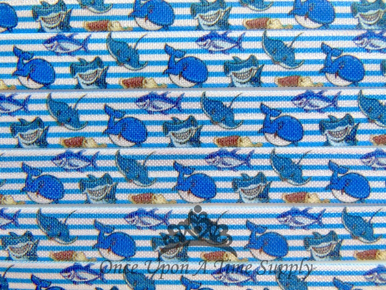 Ocean Soft Printed Elastics Beach Flat Sewing Supplies DIY Hair Tie Making Shark Print Fold Over Elastic Under The Sea 58 inch FOE