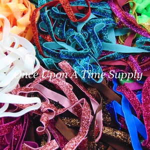 Grab Bag of 3/8" Glitter Ribbon, 5 10 15 20 50 Yards of 3/8 inch Flat Ribbon, 3/8" Sparkly Ribbon, Flat Sewing Supplies, Wholesale Ribbons image 2