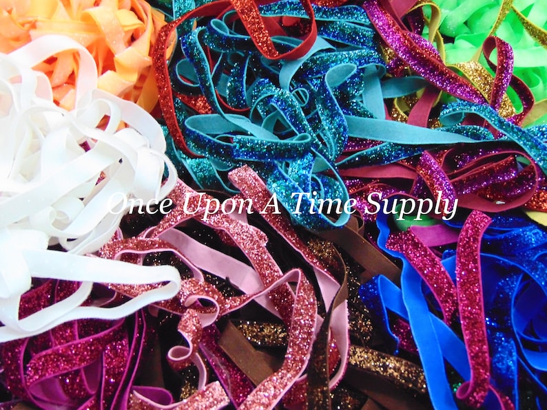Grab Bag of 3/8" Glitter Ribbon, 5 10 15 20 50 Yards of 3/8 inch Flat Ribbon, 3/8" Sparkly Ribbon, Flat Sewing Supplies, Wholesale Ribbons image 2