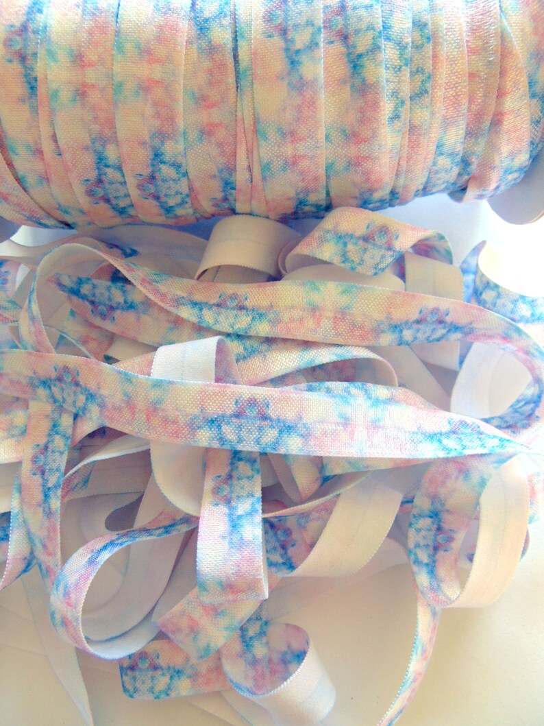 Morning Galaxy Print Fold Over Elastic 58 inch FOE Celestial Prints Soft Printed Elastics Flat Sewing Supplies Fun DIY Hair Tie Making