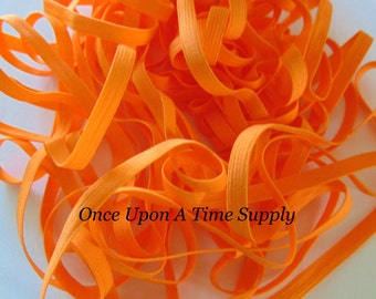 Orange Skinny Elastic, 1/4" Elastic, Soft Quarter Inch, Lightweight Sewing Supplies, Craft Supply, DIY Headband Elastic, Embellishment, Trim