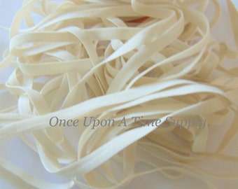 Ivory Skinny Elastic, 1/4" Elastic, Soft Quarter Inch, Lightweight Sewing Supplies, Craft Supply, DIY Headband Elastic, Embellishment, Trim