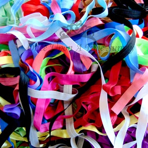 Grab Bag of Solid Color Fold Over Elastic, 5 10 15 20 50 100 Yards of 5/8 inch FOE, 5/8" Soft Elastic, Flat Sewing Supplies, DIY Hair Tie image 3