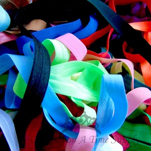 Grab Bag of Solid Color Fold Over Elastic, 5 10 15 20 50 100 Yards of 5/8 inch FOE, 5/8" Soft Elastic, Flat Sewing Supplies, DIY Hair Tie image 5