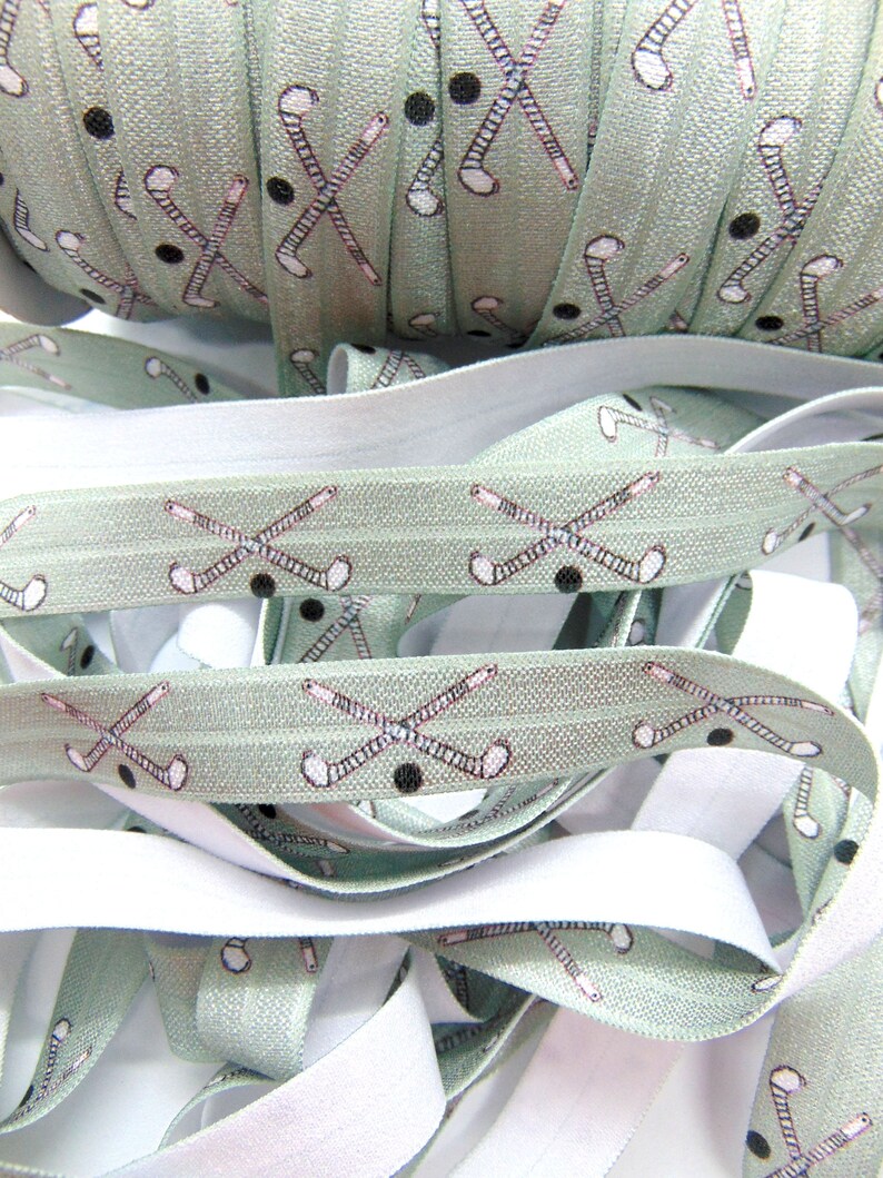 Kids Sport Grey DIY Hair Tie FOE Elastic for Hair Ties 58 FOE Gray Field Hockey Print Fold Over Elastic Team Sports Printed Elastic