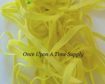 Yellow Skinny Elastic, 1/4&quot; Elastic, Soft Quarter Inch, Lightweight Sewing Supplies, Craft Supply, DIY Headband Elastic, Embellishment, Trim