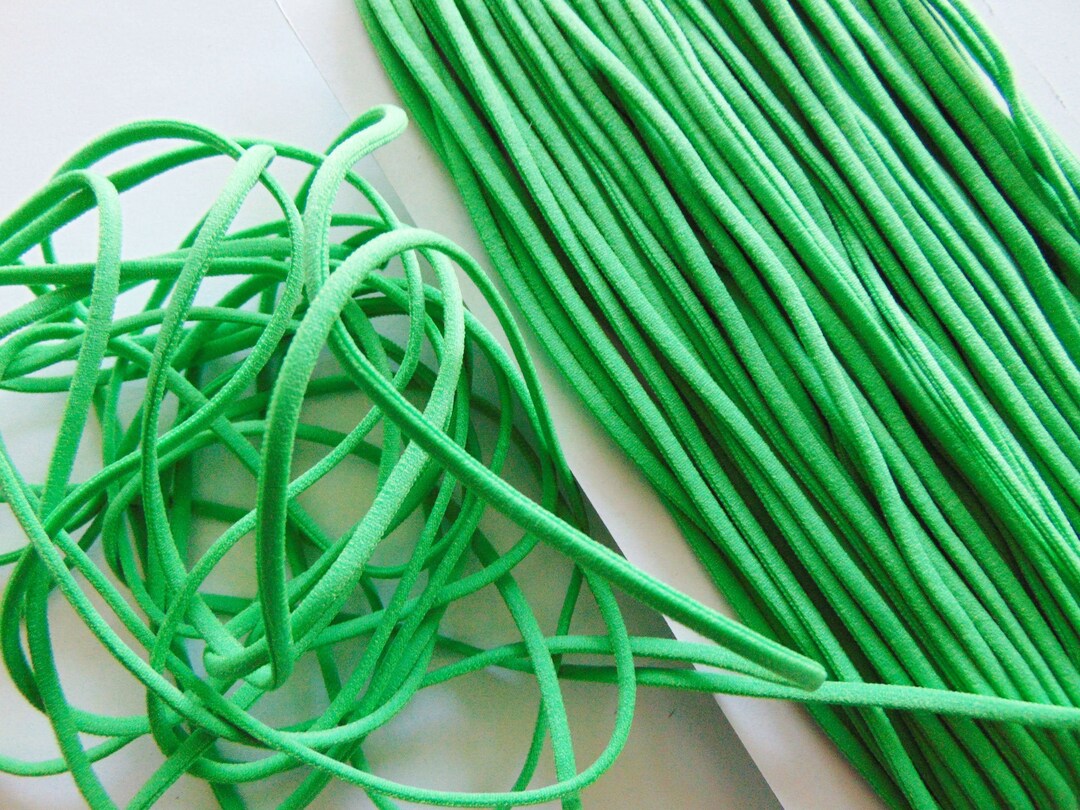 Green Elastic Cord, 1/8 Round Skinny Elastic, Kids Soft 3mm Elastic