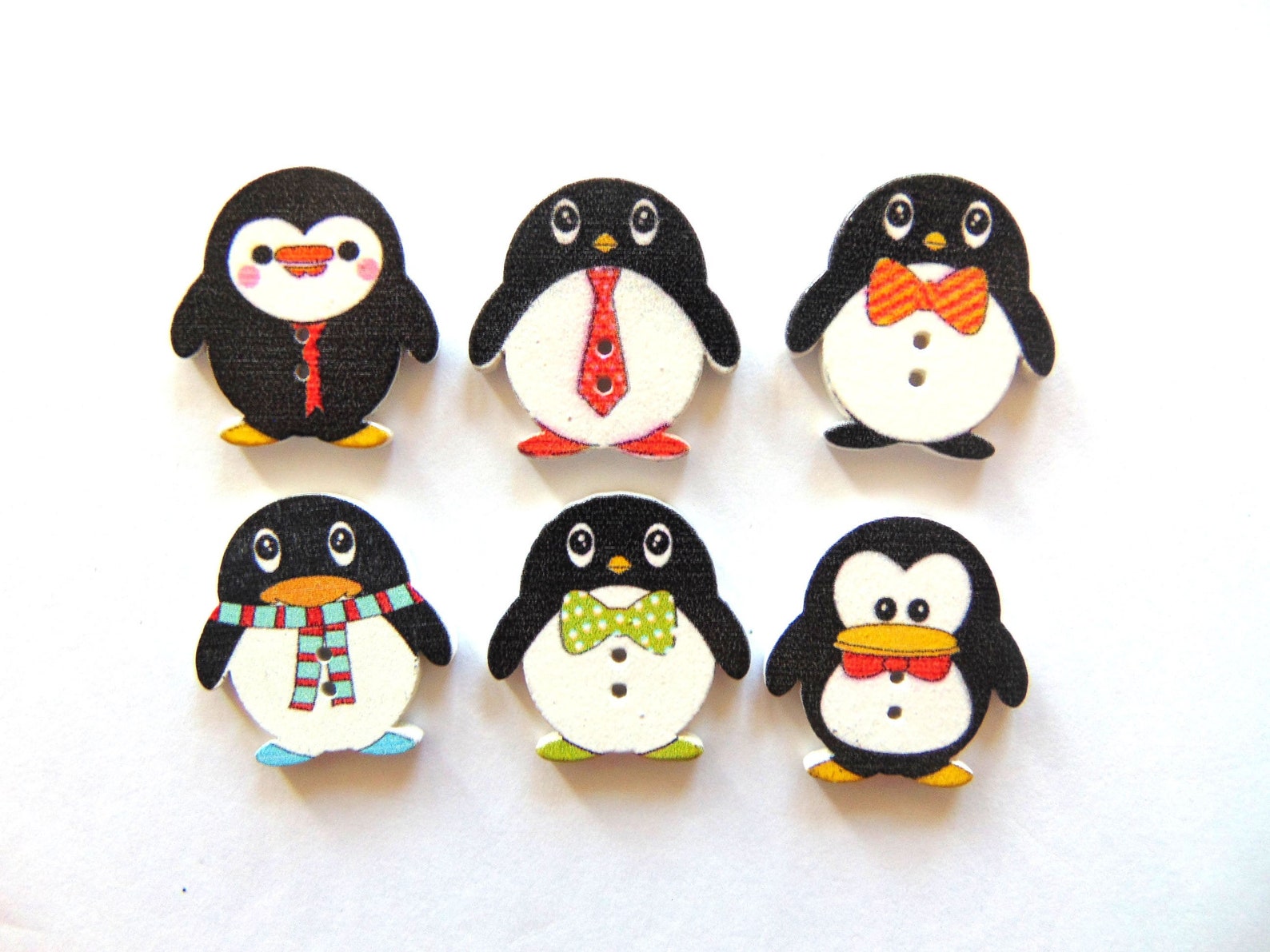 Penguin Buttons Grab Bag Bird Buttons Nerdy Penguins | Etsy