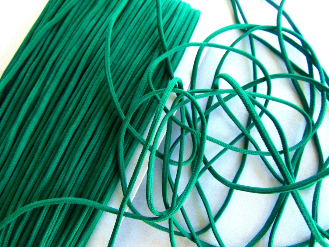 Green Elastic Cord, 1/8 Round Skinny Elastic, Kids Soft 3mm Elastic