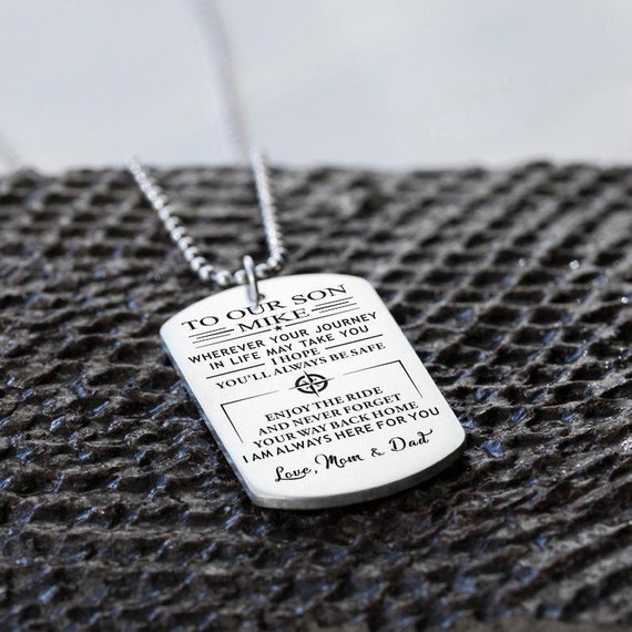 Mens Custom Dog Tag to My Son Pendant Necklace Son Gift From Etsy
