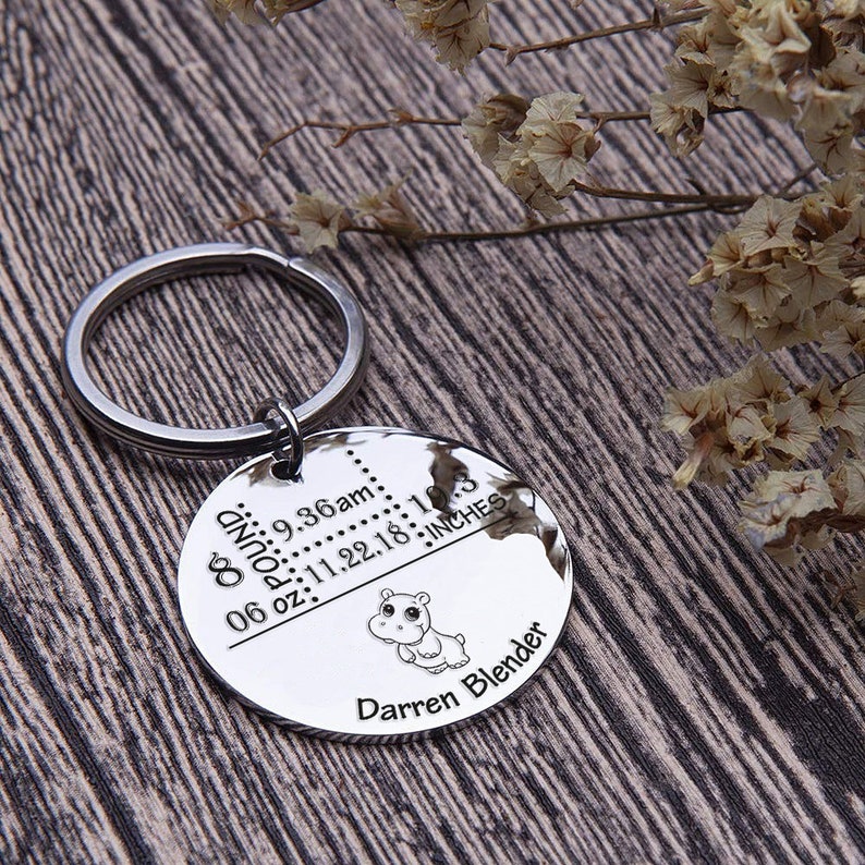 Personalized Newborn Baby Key Chain New Dad Baby Keychain Etsy