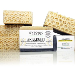 Killer Bee Soap Killer Bee HONEY Activated Bamboo CHARCOAL CALENDULA 6.0 to 6.3 oz. All Natural, Handmade Soap image 2