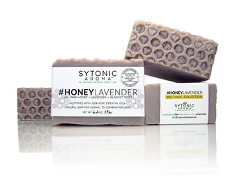 HONEY LAVENDER SOAP - Honey + Lavender + Alkanet Root (6.0 to 6.3 oz) - All Natural, Handmade, Cold Process Soap