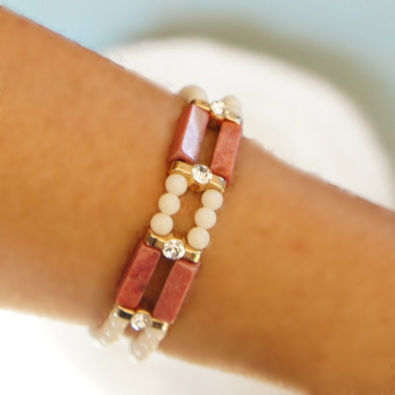 Coral bracelet with zirconia ornaments White coral bracelet Etsy