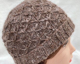 Rose Grey Hand Spun Alpaca Hat, Grey Hat, Brown Hat, Hand Spun Alpaca, Alpaca Hat