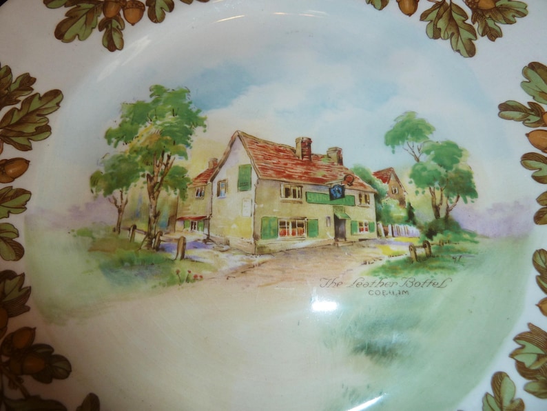 TWO Vintage Royal Doulton Old English Inns Dinner Plates