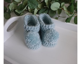 Cute and Cozy Newborn Crochet Baby Shoes with Pom Pom Detail - Must-Have for Little Feet!