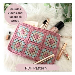 Patrón de crochet en PDF para estuche de pulsera Grandma Square