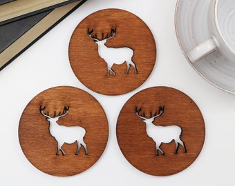 Stag Drinks Coasters, Set of 4