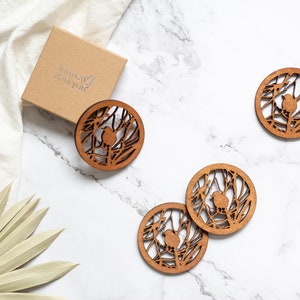 Entangled bird wooden  Coasters - Set of 4