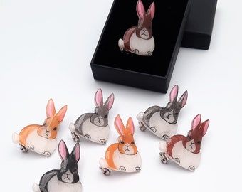 Dutch Bunny Rabbit Brooch for Easter Gift Ideas and Animal Lovers