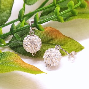 Sterling Silver Shamballa Crystal Disco Ball Post Stud Earrings