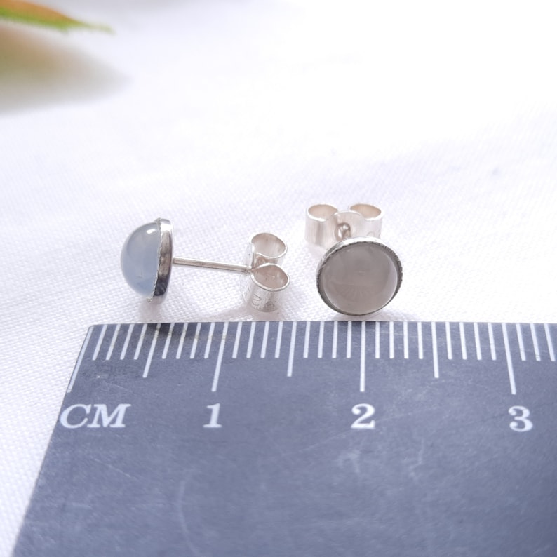 Sterling Silver 6mm Moonstone Bezel Stud Earrings image 5