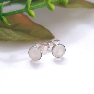 Sterling Silver 6mm Moonstone Bezel Stud Earrings image 1