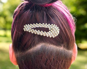 Barretta Per Capelli Sposa Con Cristallo E Diamante – Placcata Argento, Clip Slide - Foto 4