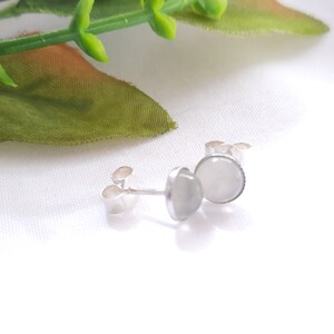 Sterling Silver 6mm Moonstone Bezel Stud Earrings image 2