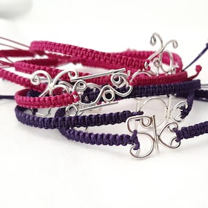 Sterling Silver Marathon Runner Charm Bracelet: Handmade Macrame Gift