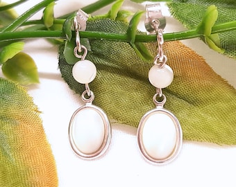 Sterling Silver Mother of Pearl Earrings | Wedding | Bride