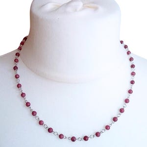 Sterling Silver Dusky Pink Rhodonite Gemstone Necklace