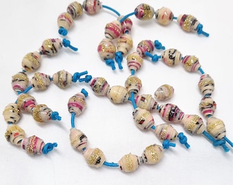 Handmade Fairy Princess Fabric Beads: Cream, Gold Resin Coated Supplies