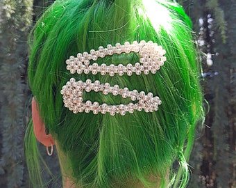 Pearl and Crystal Beaded Giant Hair Clips