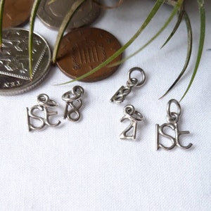 Sterling Silver Birthday Number Charm Handmade 1st 18 21 image 1