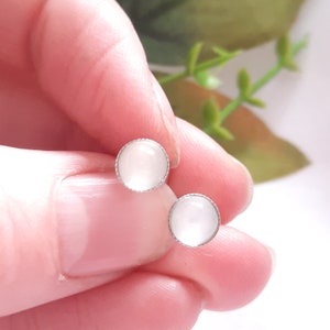 Sterling Silver 6mm Moonstone Bezel Stud Earrings image 3