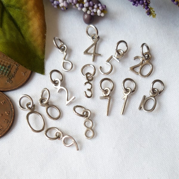 Sterling Silver Number Charms Handmade