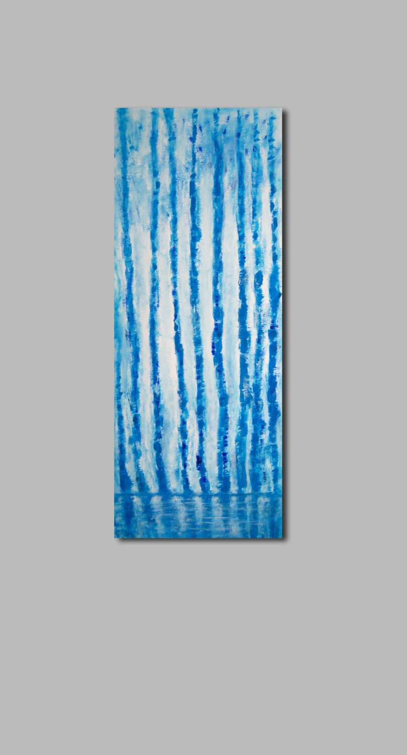 8x20" Abstract Trees Painting Blue Trees Painting Tree Trunks Monochromatic Art Blue Painting Vertical Art Acrylic Painting On Paper