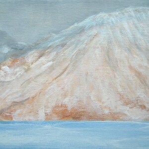 Snowy Mountain Painting Winter Landscape Painting Acrylic Painting On Canvas Winter Painting Small Painting Iceland Gift PuzzledbyArtmondo