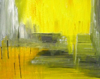 Yellow Gray Abstract Painting Abstract Canvas Art Original Painting Iceland Abstract Art Gouache On Canvas Contemporary Art Gray
