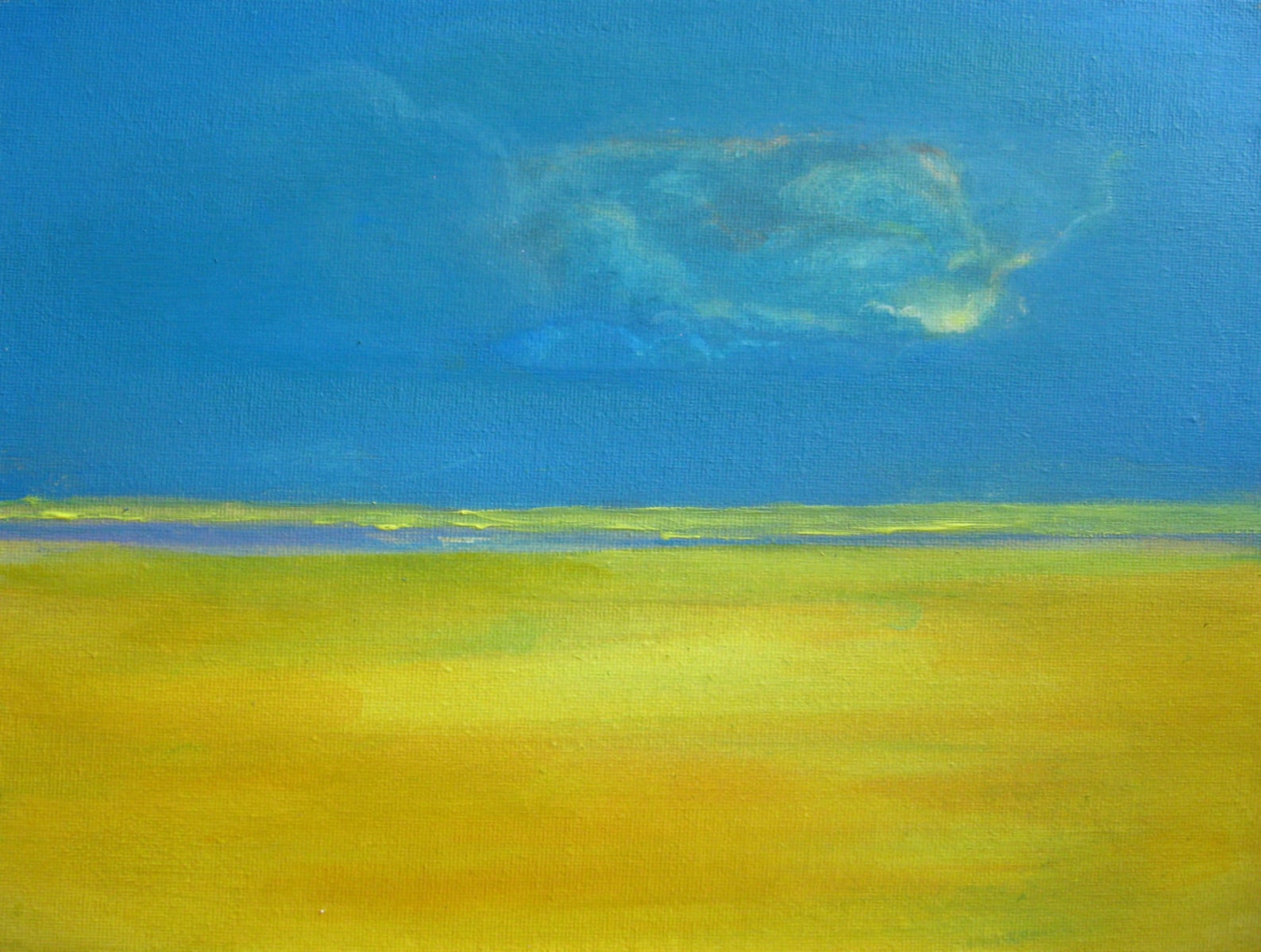 Blue Yellow Painting Acrylic Painting on Panel Blue Yellow Abstract