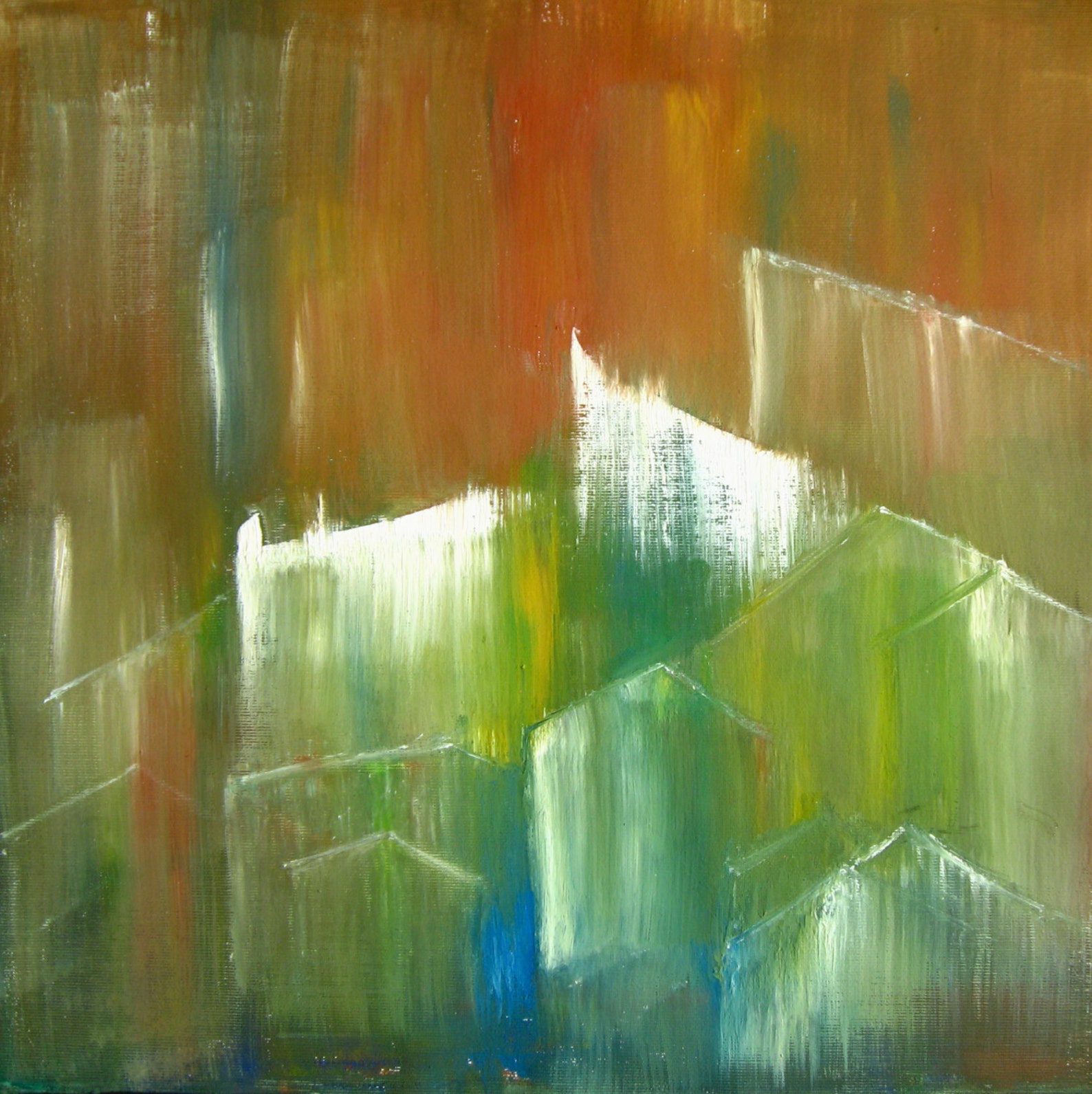 Houses Abstract Painting Gouache Painting Original Art Gouache Abstract