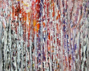 Original Abstract Painting Canvas Art Light Tree Trunks Painting Acrylic Living Room Art Home Decor 20x28 Contemporary Abstract Trees Art