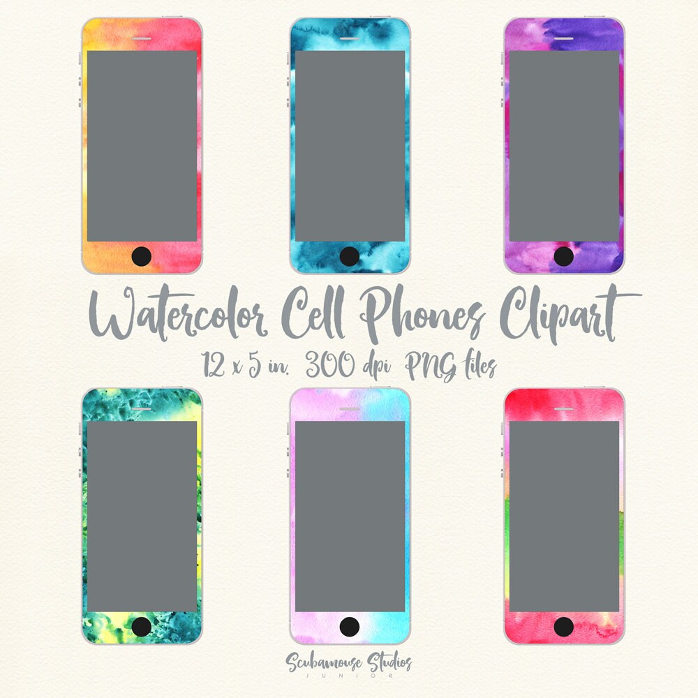 Watercolor Clipart Cell Clipart Texting Clipart Cell Phone | Etsy Canada