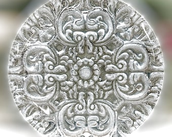 Handmade Recycled Bottle Glass Large Fancy II Medallion Suncatcher Stained Glass Rondel