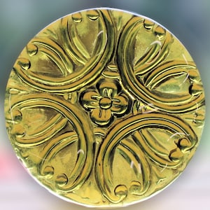 Handmade Recycled Bottle Glass Flower Centered Medallion Suncatcher Stained Glass Roundel