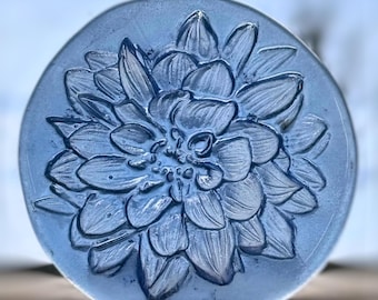 Handmade Dahlia Flower Recycled Glass Rondel Stained Glass Medallion