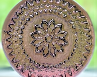 Handmade Vintage Sandwich Design with Flower Accent Recycled Glass Rondel Medallion