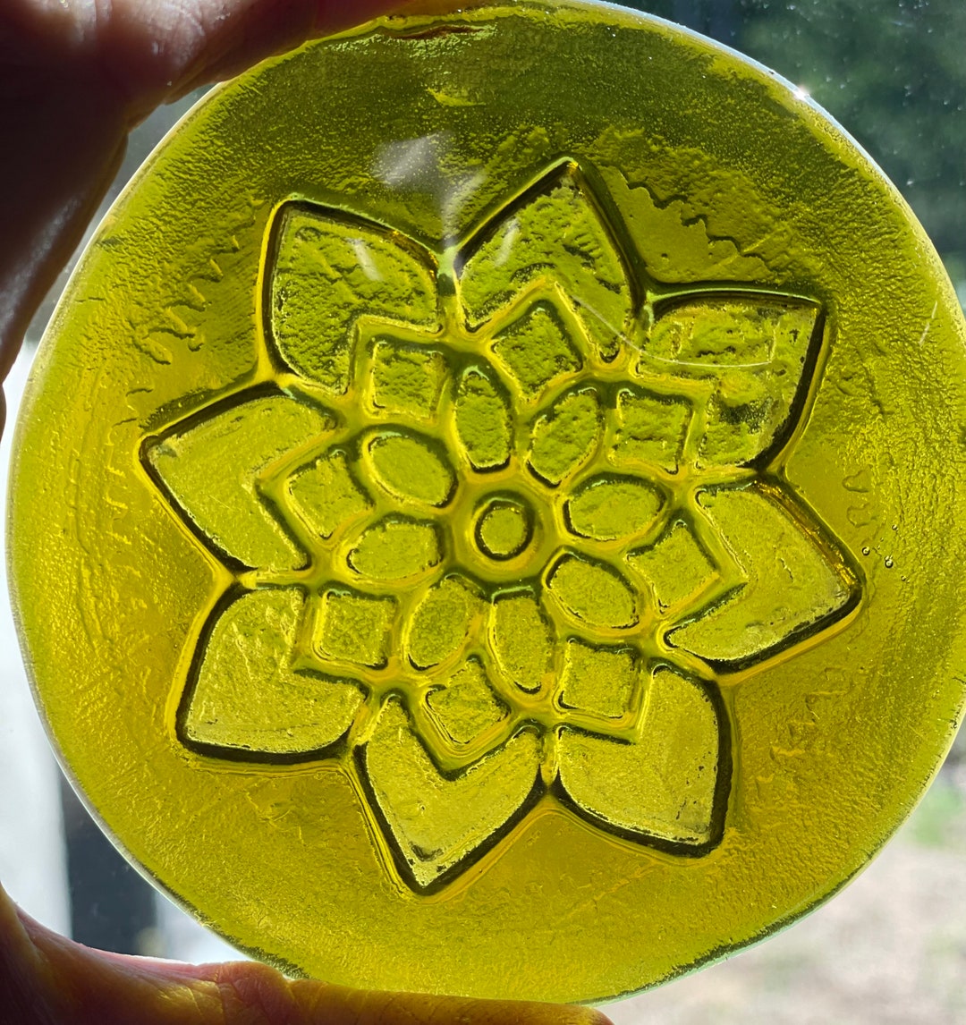 Handmade Recycled Glass Pointed Petal Flower Wine Bottle Suncatcher ...